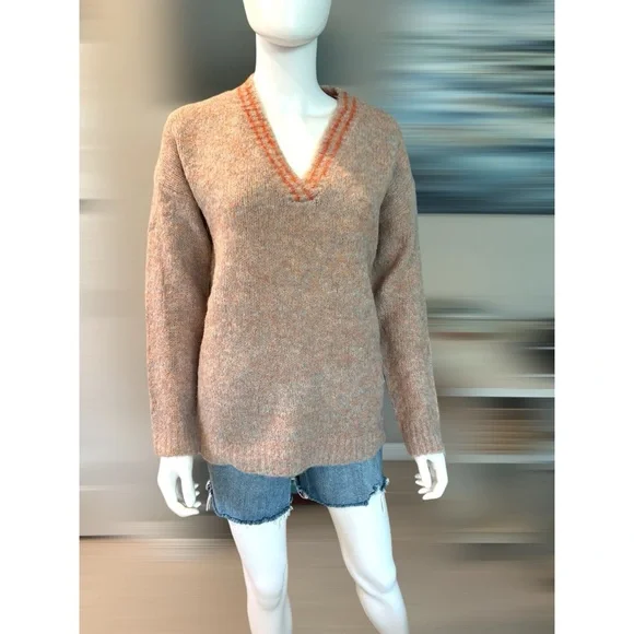 MYSTREE v neck part wool sweater S M L - Picture 6 of 9